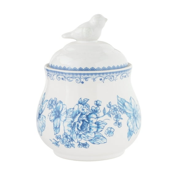 The Pioneer Woman Agatha Stoneware Sugar Bowl with Lid, Blue