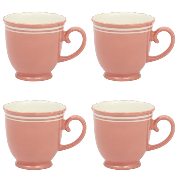 The Pioneer Woman Ainsley Ceramic Mug Set, Coral, 4-Pack