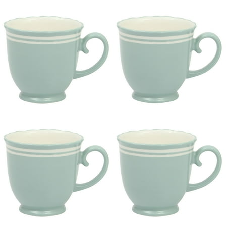 The Pioneer Woman Ainsley Ceramic Mug Set, Sage Blue, 4-Pack