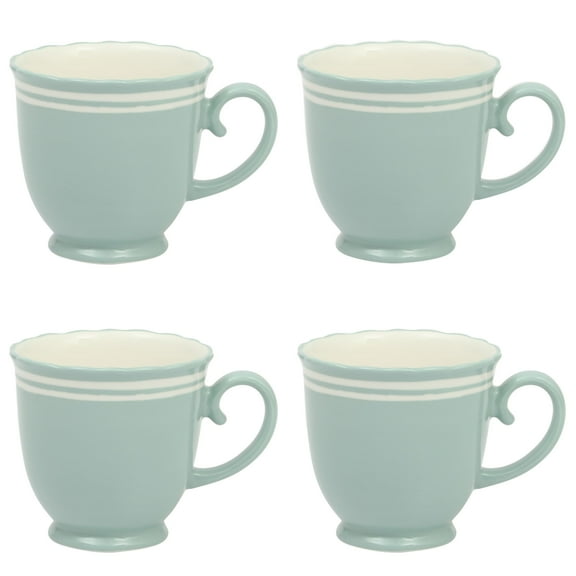 The Pioneer Woman Ainsley Ceramic Mug Set, Sage Blue, 4-Pack