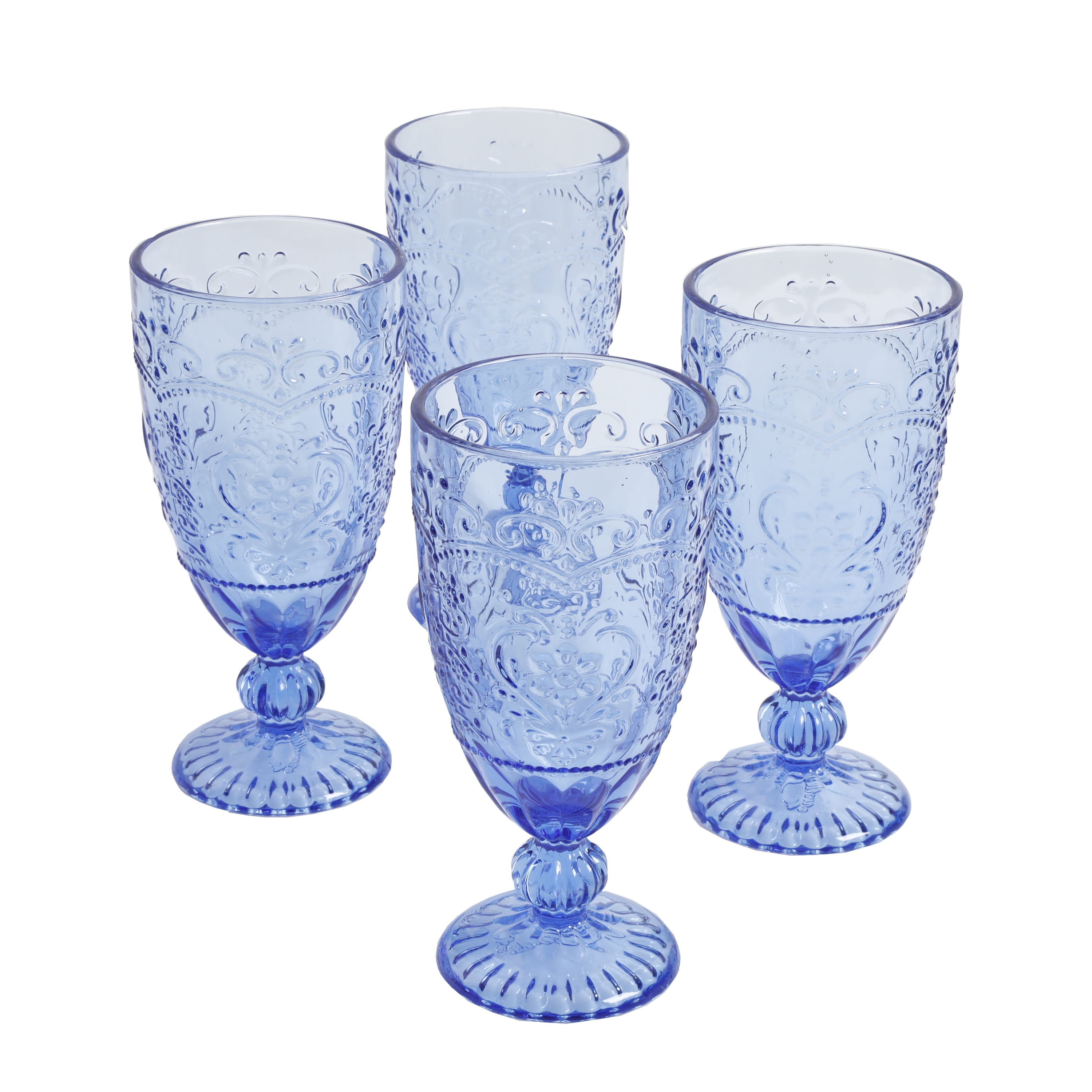 Deep Purple to Blue Heavy Wine Glasses With Thick Clear Stem and Base 