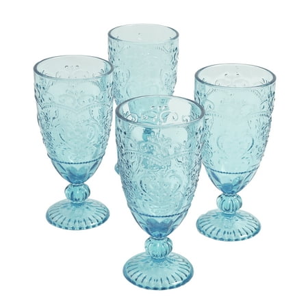 The Pioneer Woman Amelia 4-Piece Glass 14.7-Ounce Goblet Set, Teal