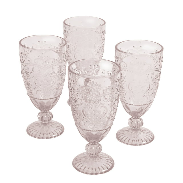 The Pioneer Woman Amelia Glass14.7-Ounce Rose Tea Goblets, Set of 4