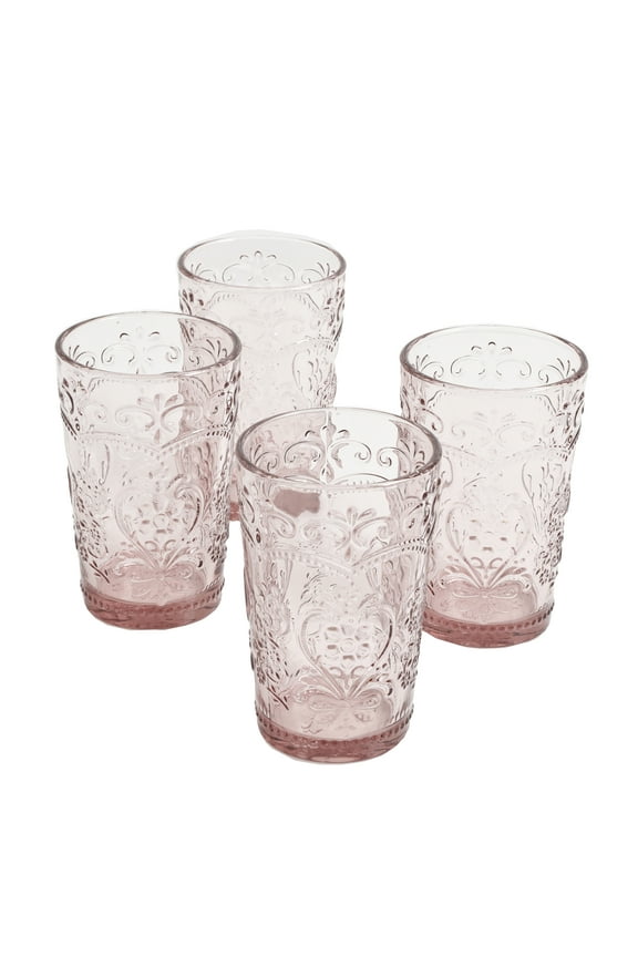 Amelia Pink 15.22-Ounce Glass Tumblers, Set of 4