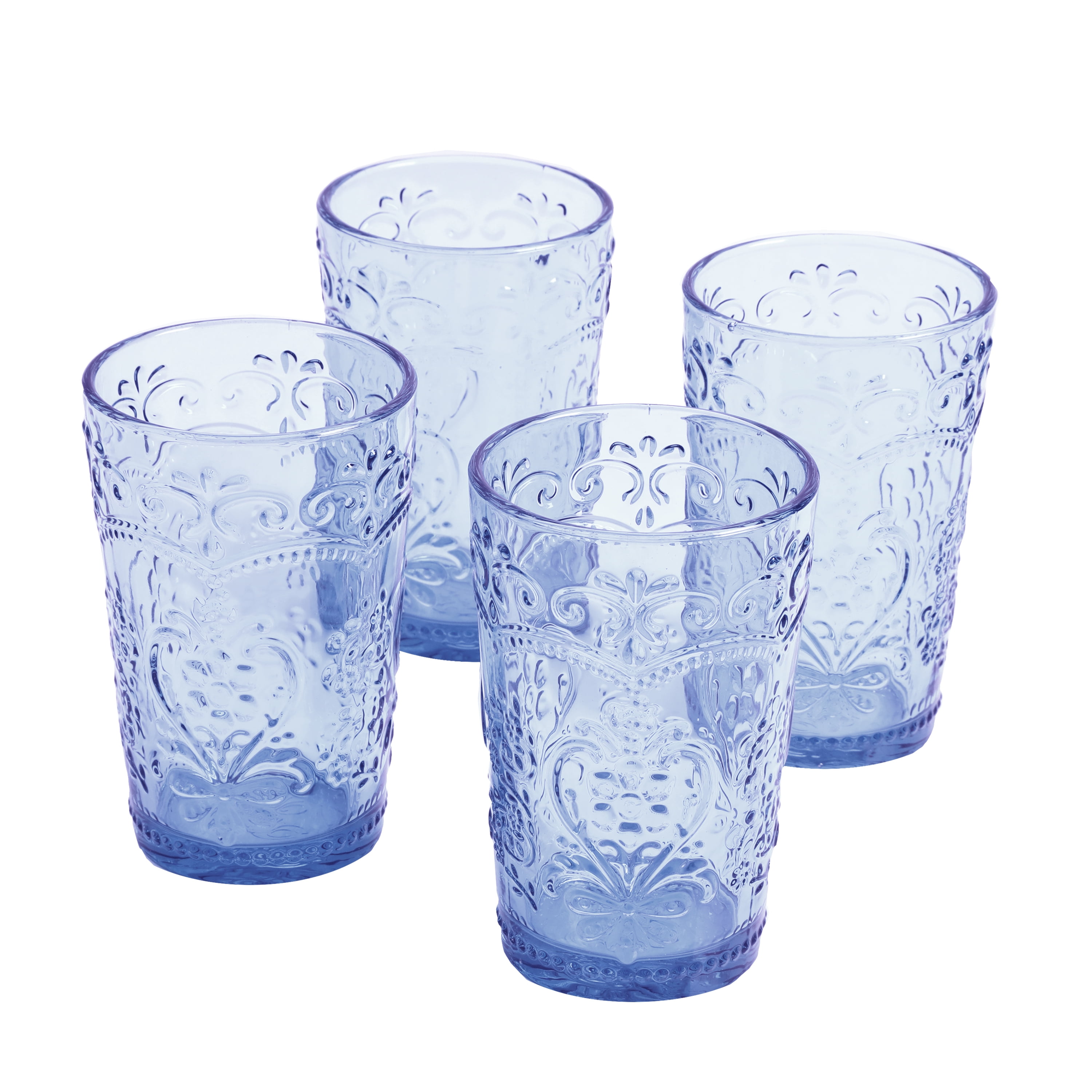 The Pioneer Woman Amelia Blue Glass Tumbler, Set of 4 - Walmart.com