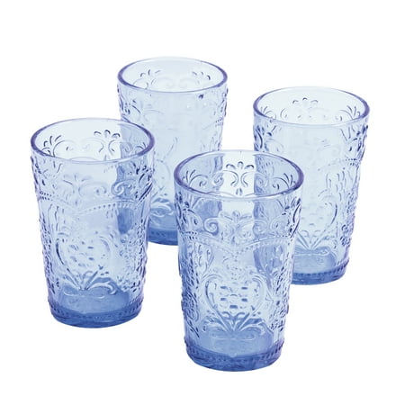 The Pioneer Woman Amelia Blue Glass Tumbler, Set of 4