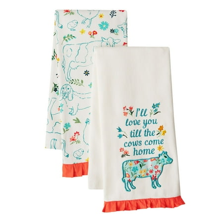 The Pioneer Woman Animals Kitchen Towel Set, Multi-color, 20" x 30", Set of 2