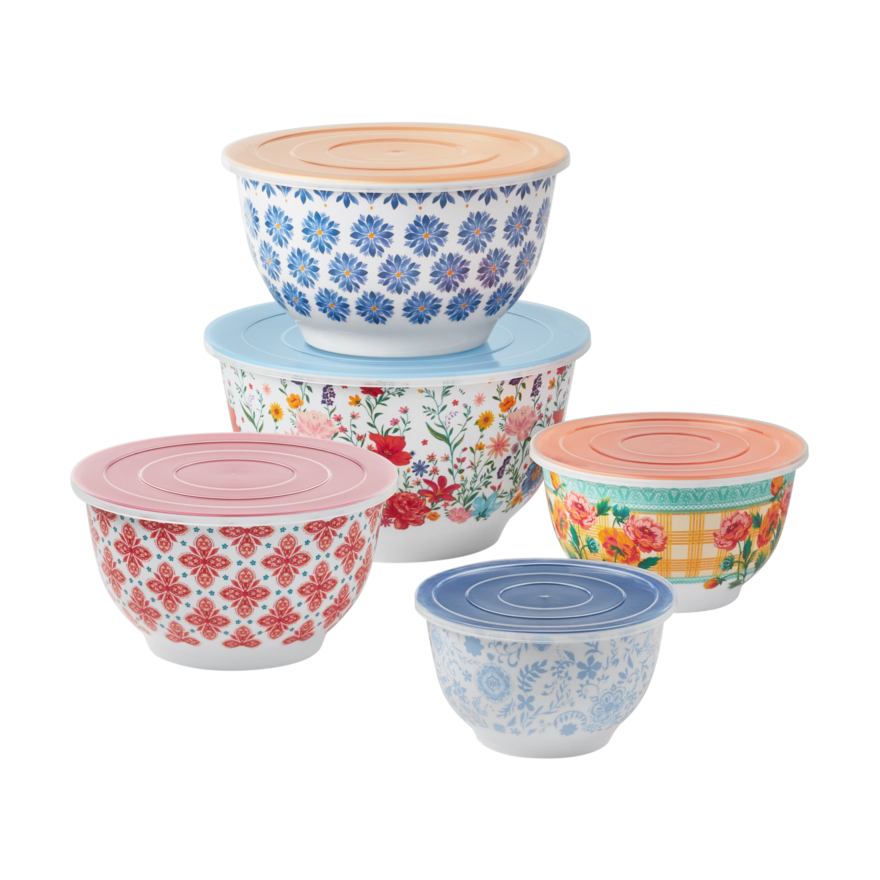 The Pioneer Woman Brilliant Blooms 10-Piece Melamine Bowl Set - Walmart.com