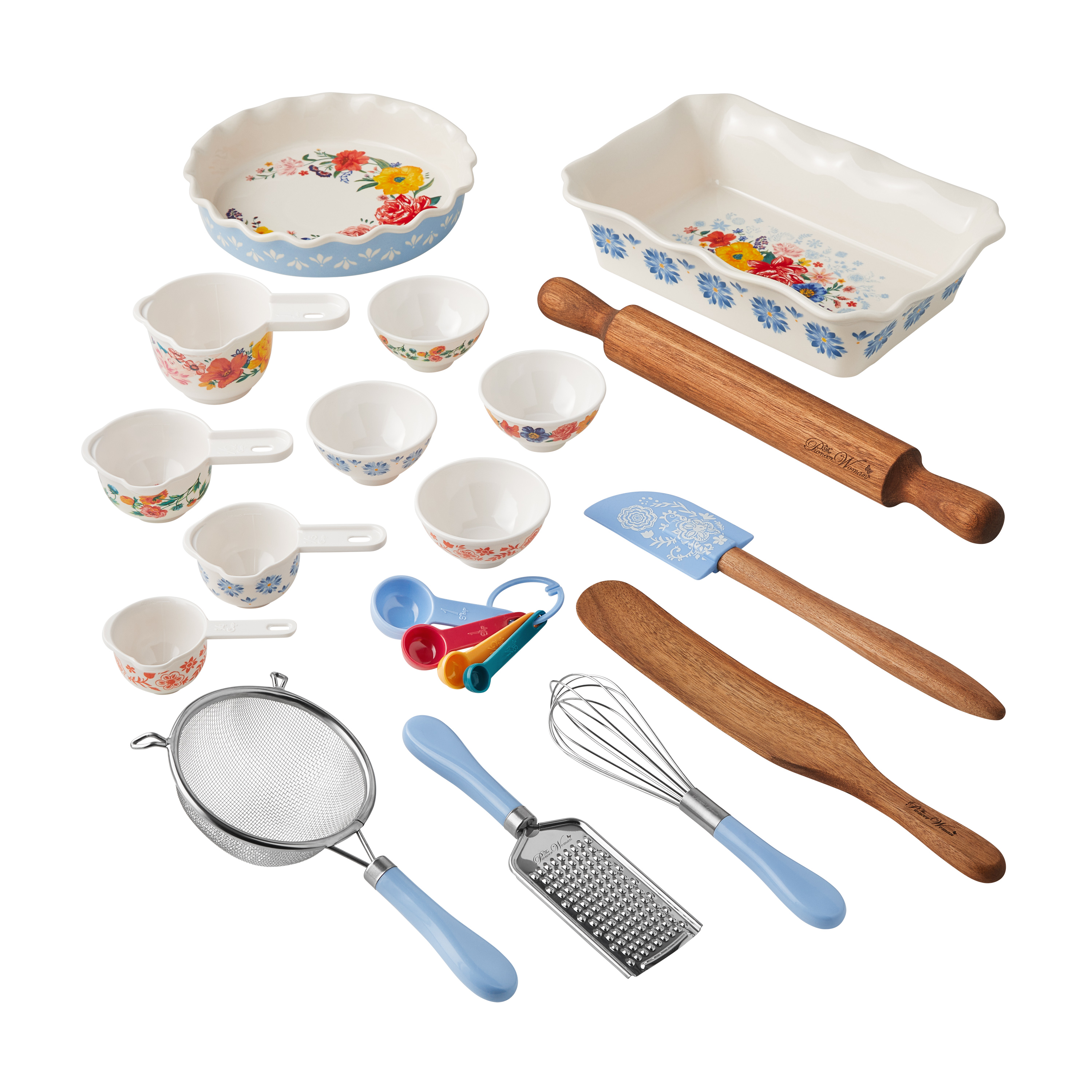 The Pioneer Woman Brilliant Blooms 20-Piece Blue Bake & Prep Set with Baking Dish & Measuring Cups - image 1 of 13