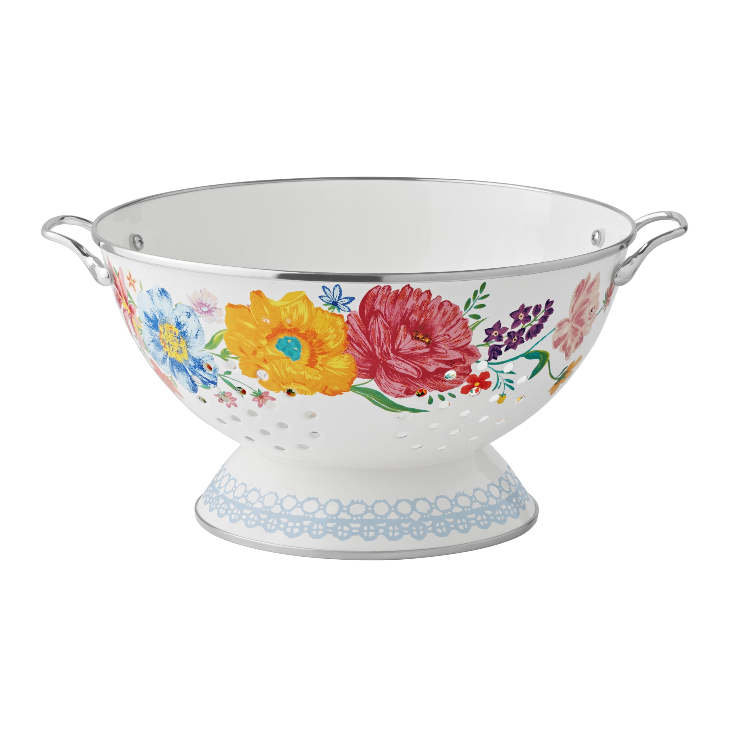The Pioneer Woman Brilliant Blooms Enamel on Steel 5-Quart Colander - Walmart.com