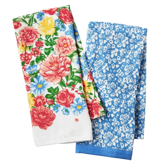 The Pioneer Woman Brilliant Blooms Kitchen Towel Set, Multicolor, 16"W x 28"L, 2 Piece