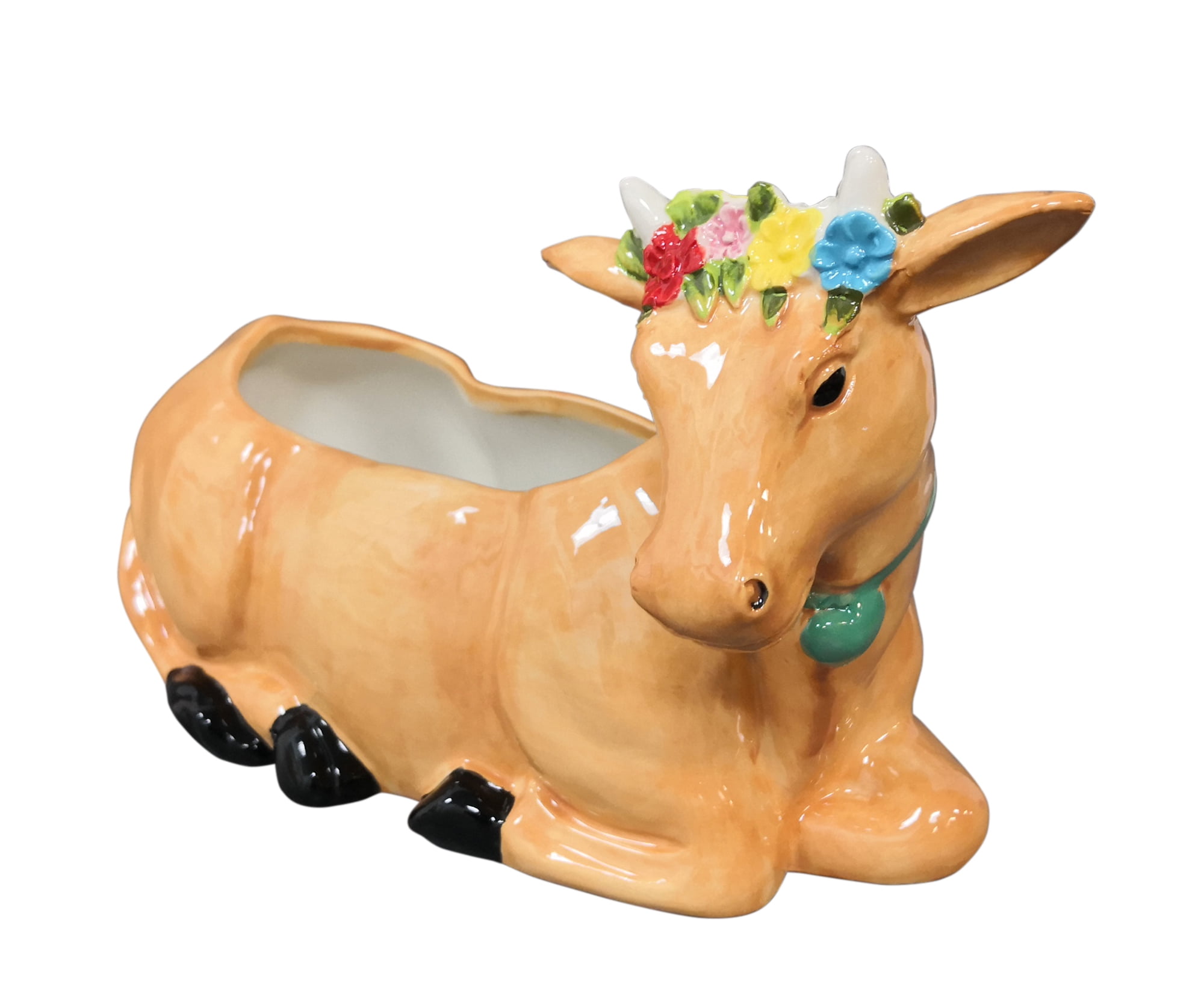 The Pioneer Woman Brown Cow Planter, Stoneware, 6 Inch Opening