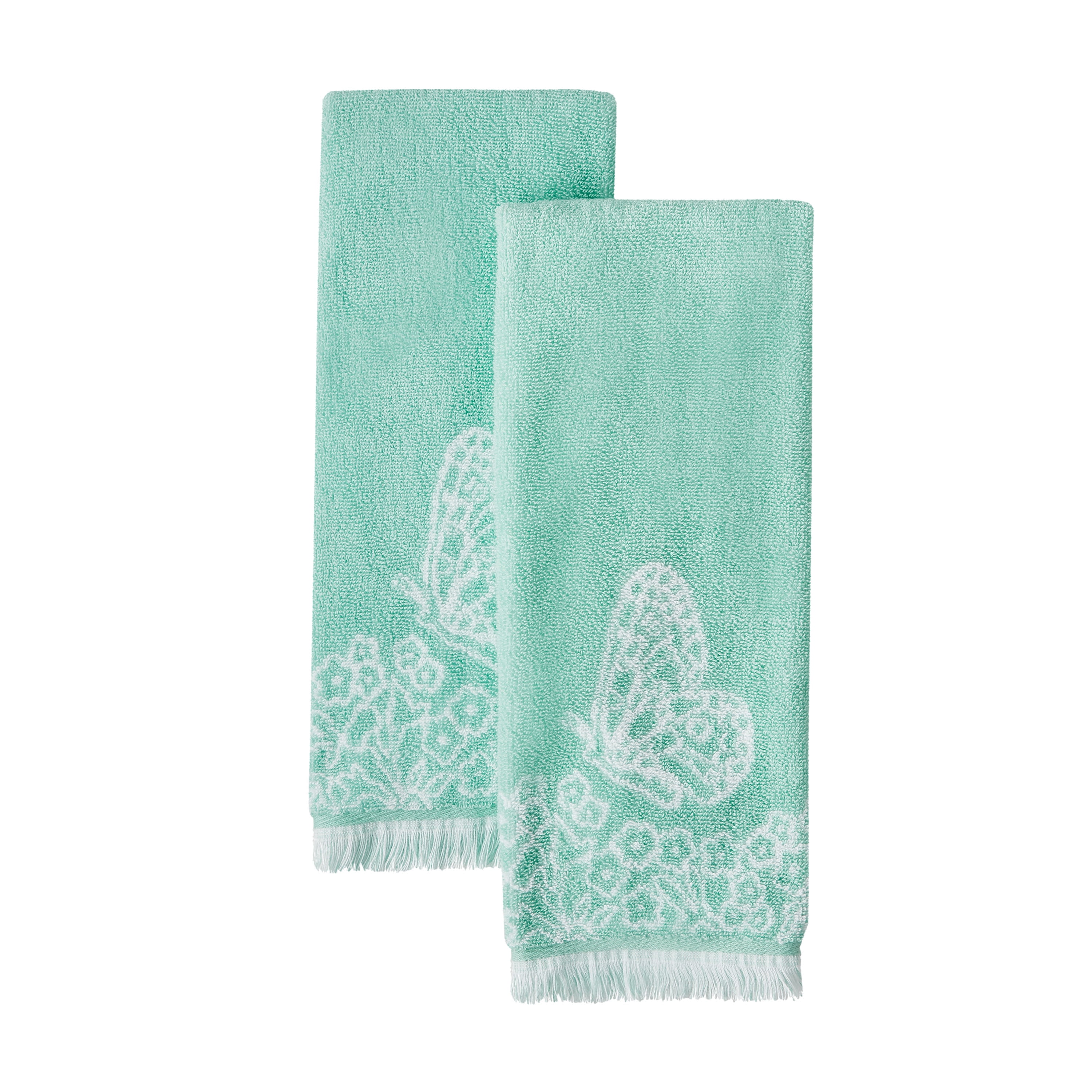 Olive on Mint Zig Zag Hand Towel - Hibiscus Linens