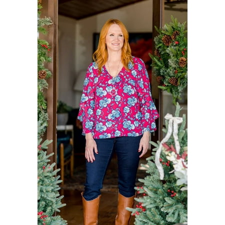 The Pioneer Woman Cascade Capelet Ruffle Blouse, Womens
