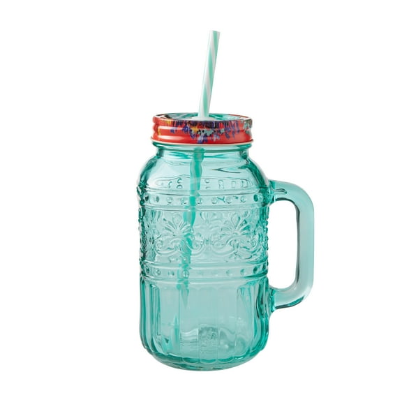 The Pioneer Woman Cassie 32-Fluid-Ounce Mason Jar Tumbler, Teal