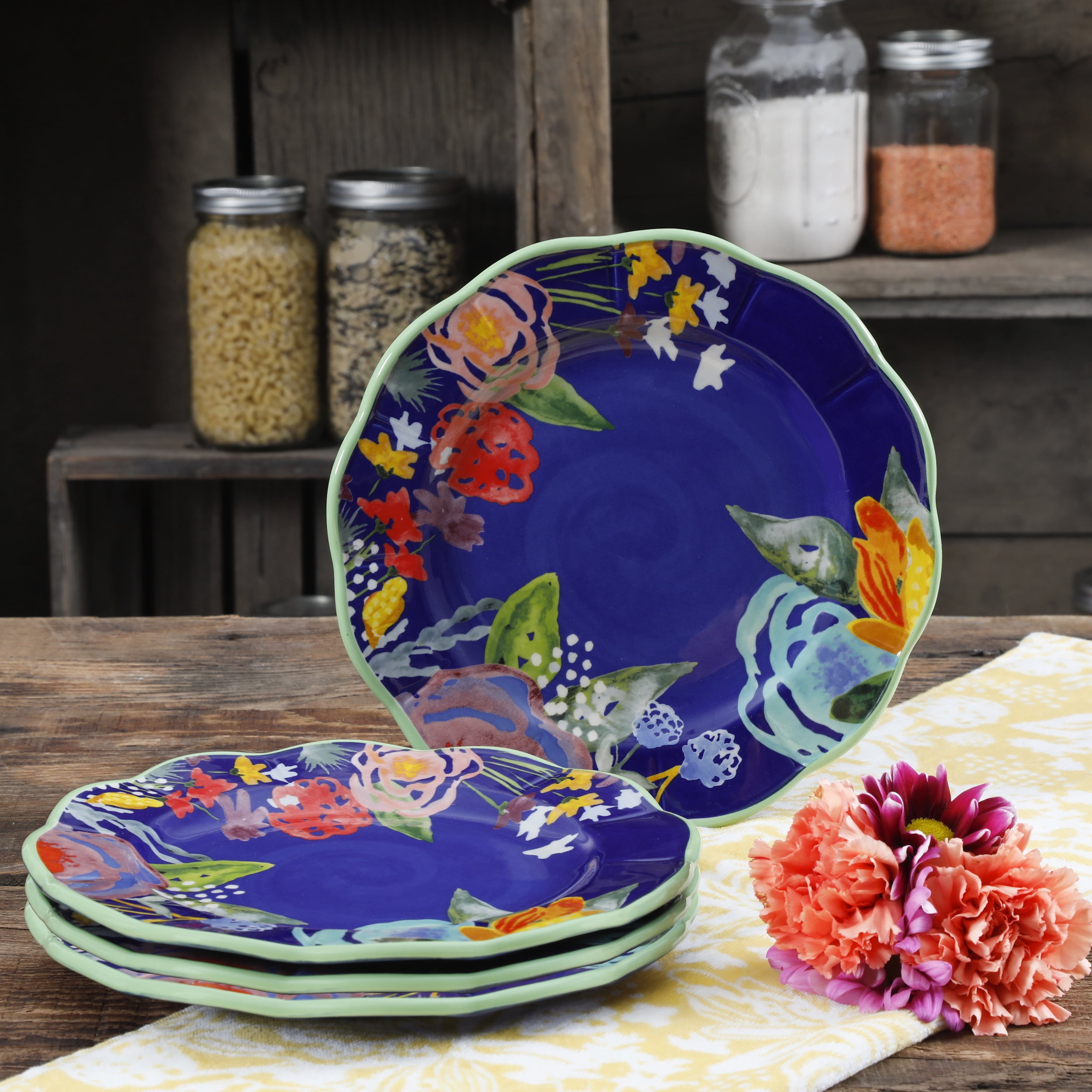The Pioneer Woman Celia Salad Plate, Blue, Set of 4