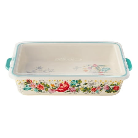 The Pioneer Woman Ceramic 9x13 Baker with Lid, Blooming Bouquet