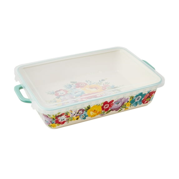 The Pioneer Woman Ceramic 9x13 Baker with Lid, Sweet Romance