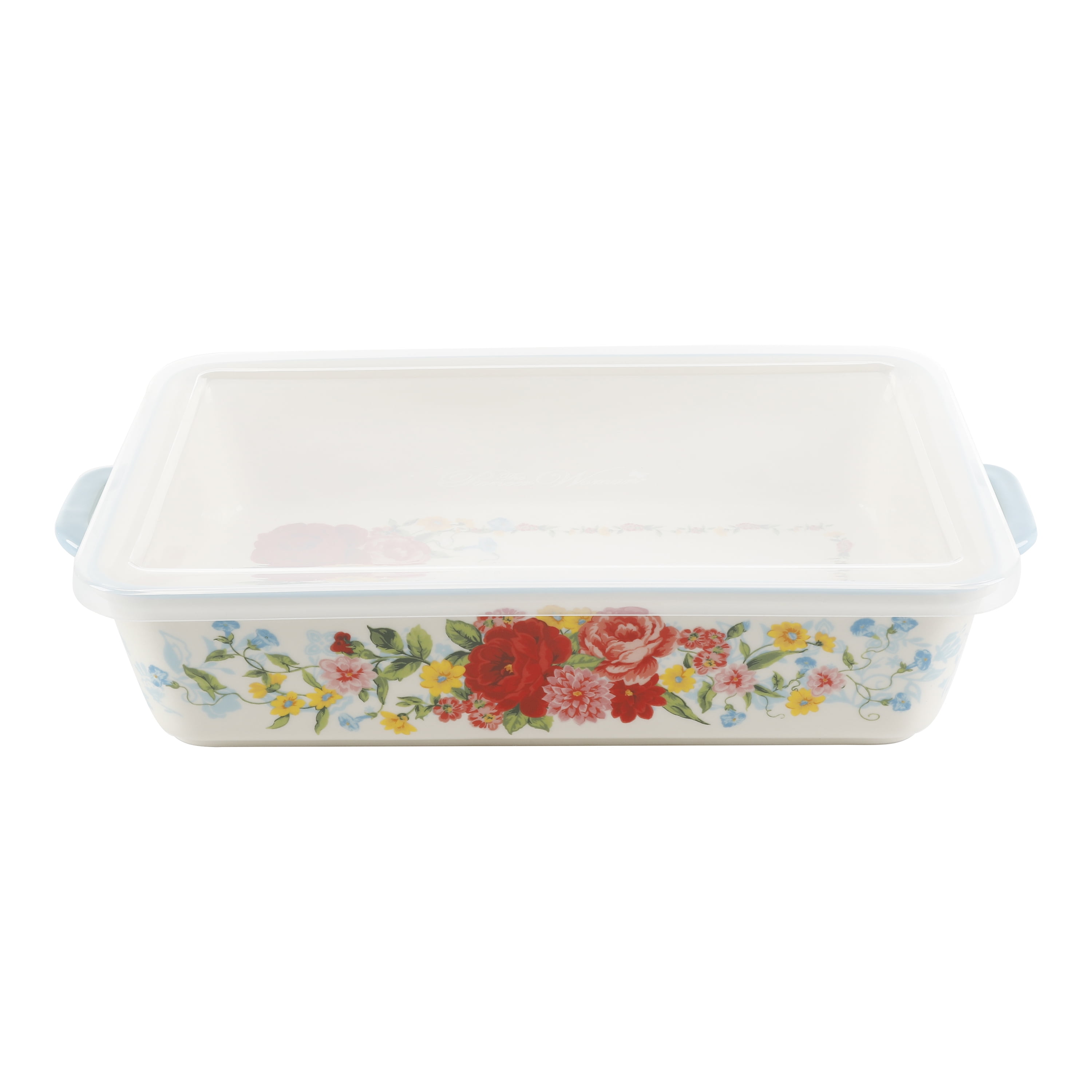 Sweet Rose 9x13 White Ceramic Baker with Lid