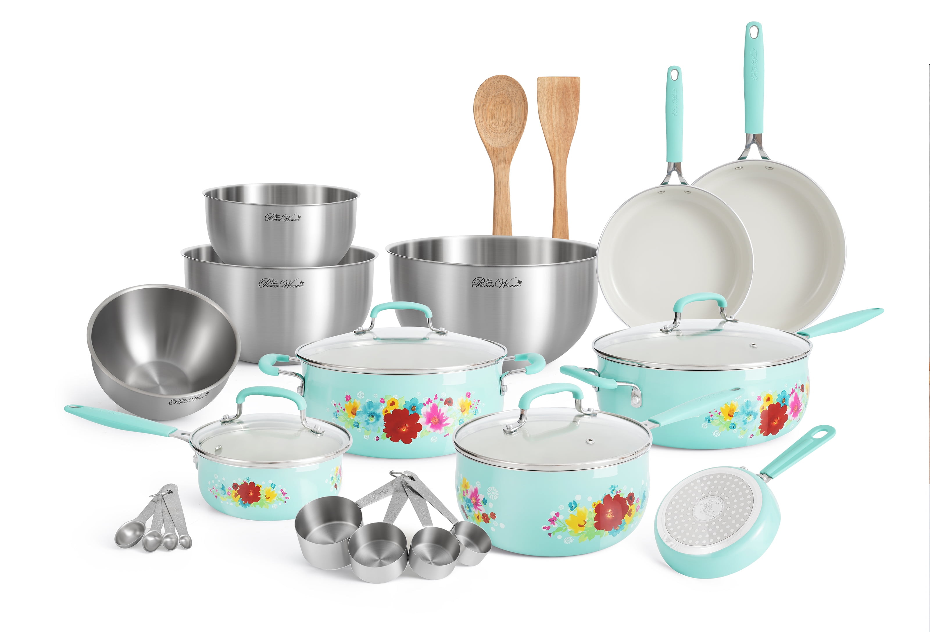 The Pioneer Woman Floral Pattern Ceramic Nonstick Cookware Set - 10 Pieces  for sale online