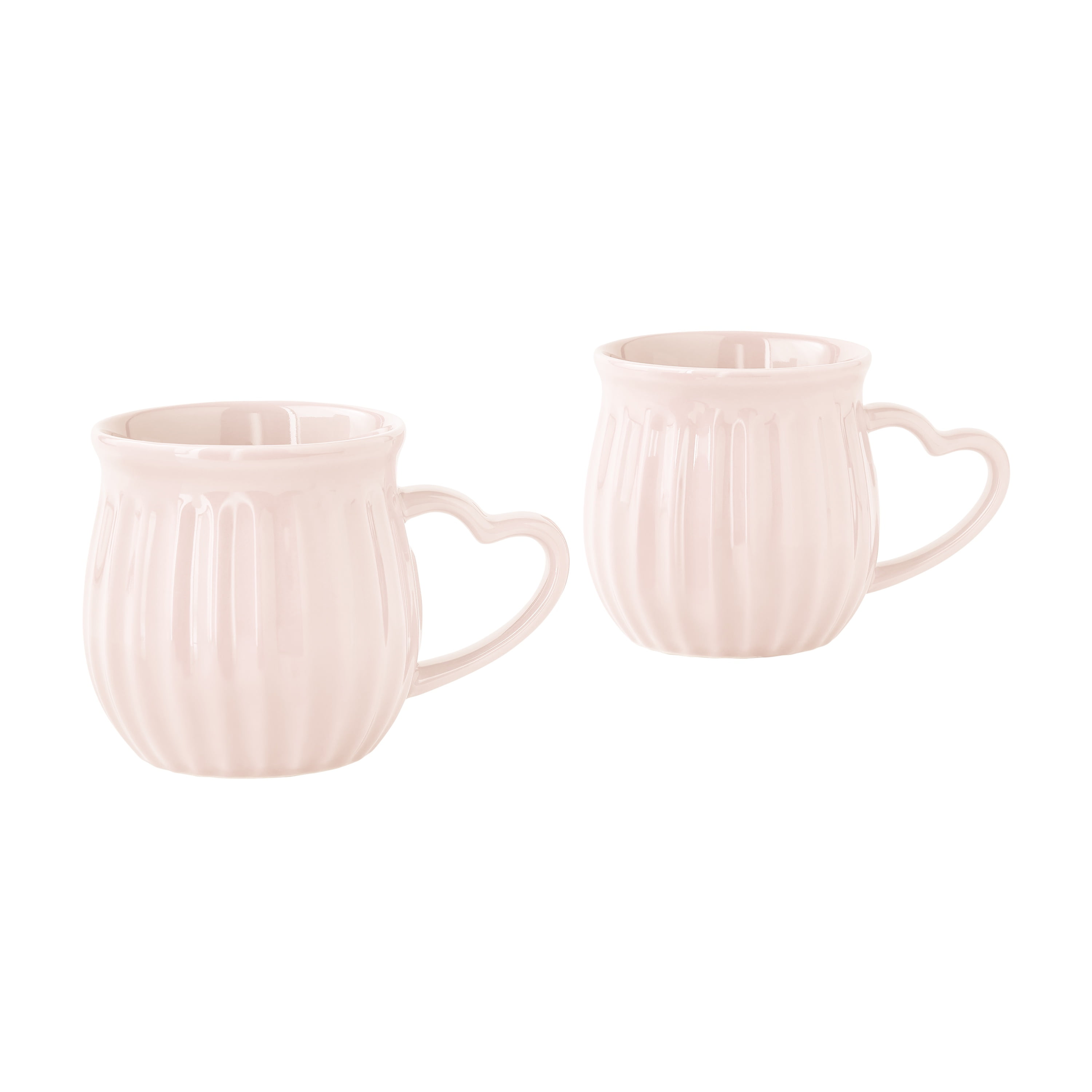 The Pioneer Woman Colette Heart Handle Stoneware Mug Set, Pink, 12-Ounce (2 Pack)