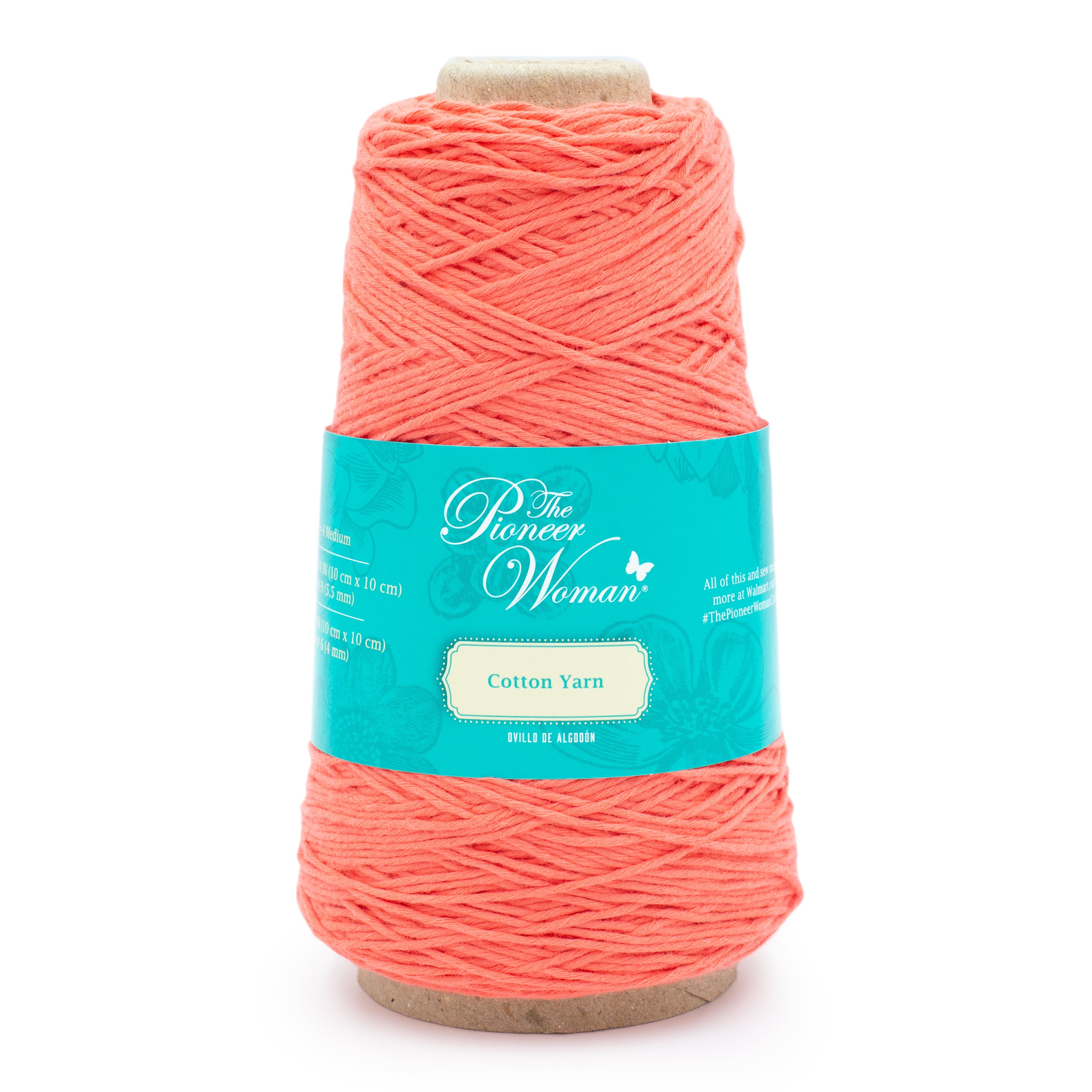 The Pioneer Woman Cotton Yarn Coral Medium Orange Yarn 