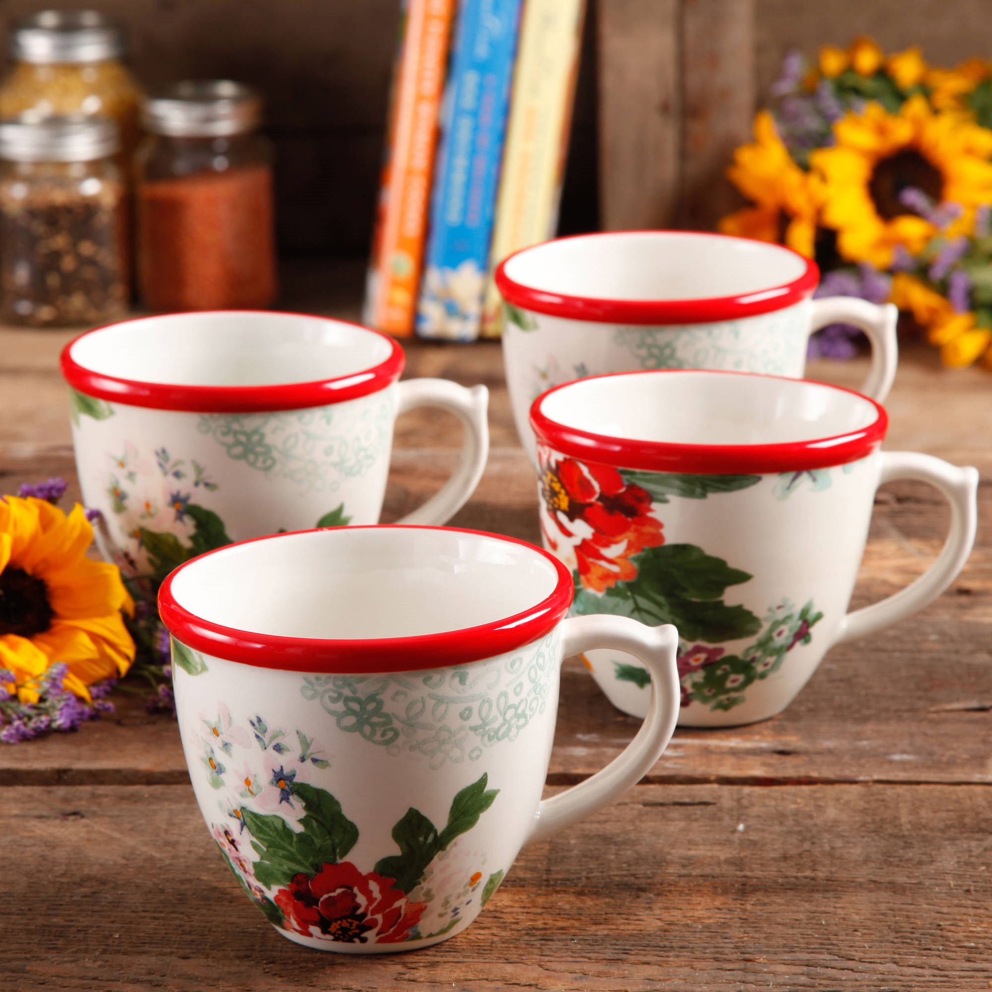 The Pioneer Woman Country Garden 4-Piece 17-Ounce Coffee Cup Set - image 1 of 3
