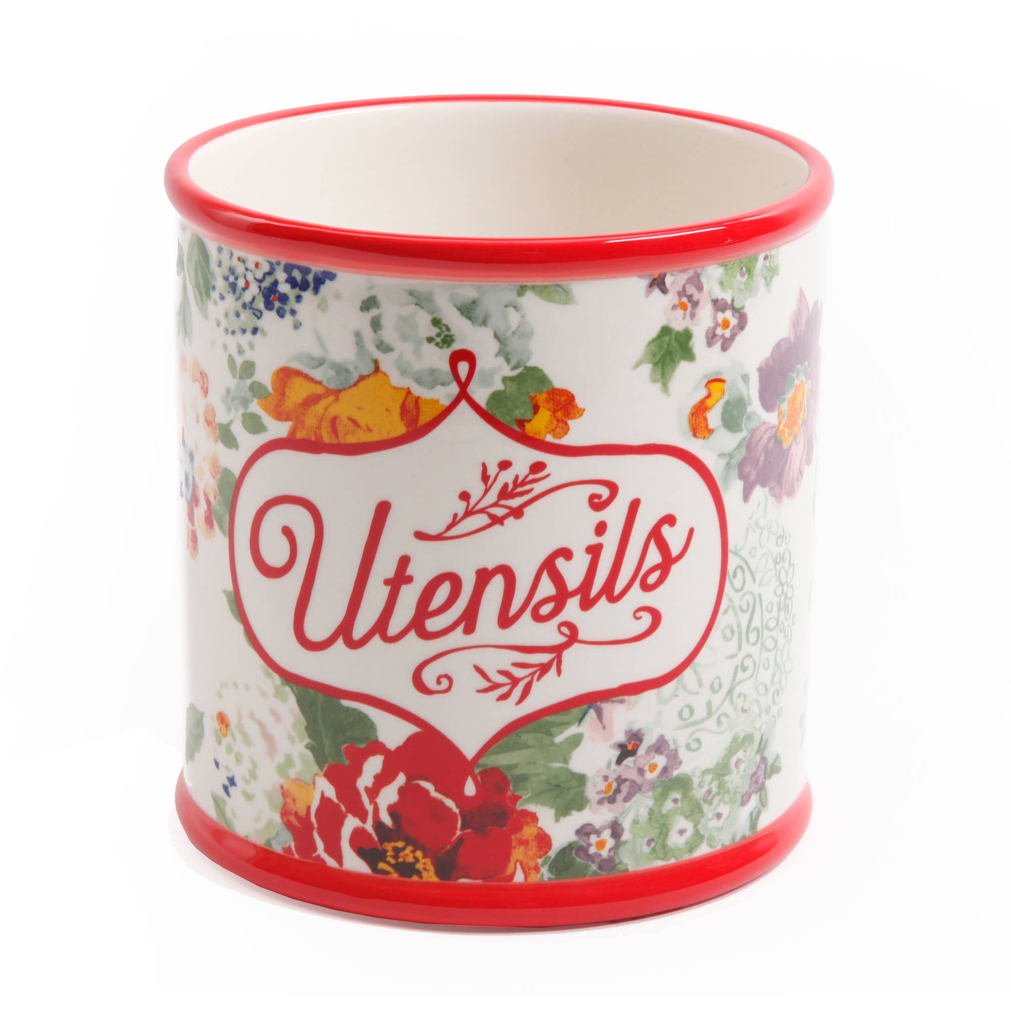 The Pioneer Woman Country Garden Stoneware Utensil Holder, 7 inch