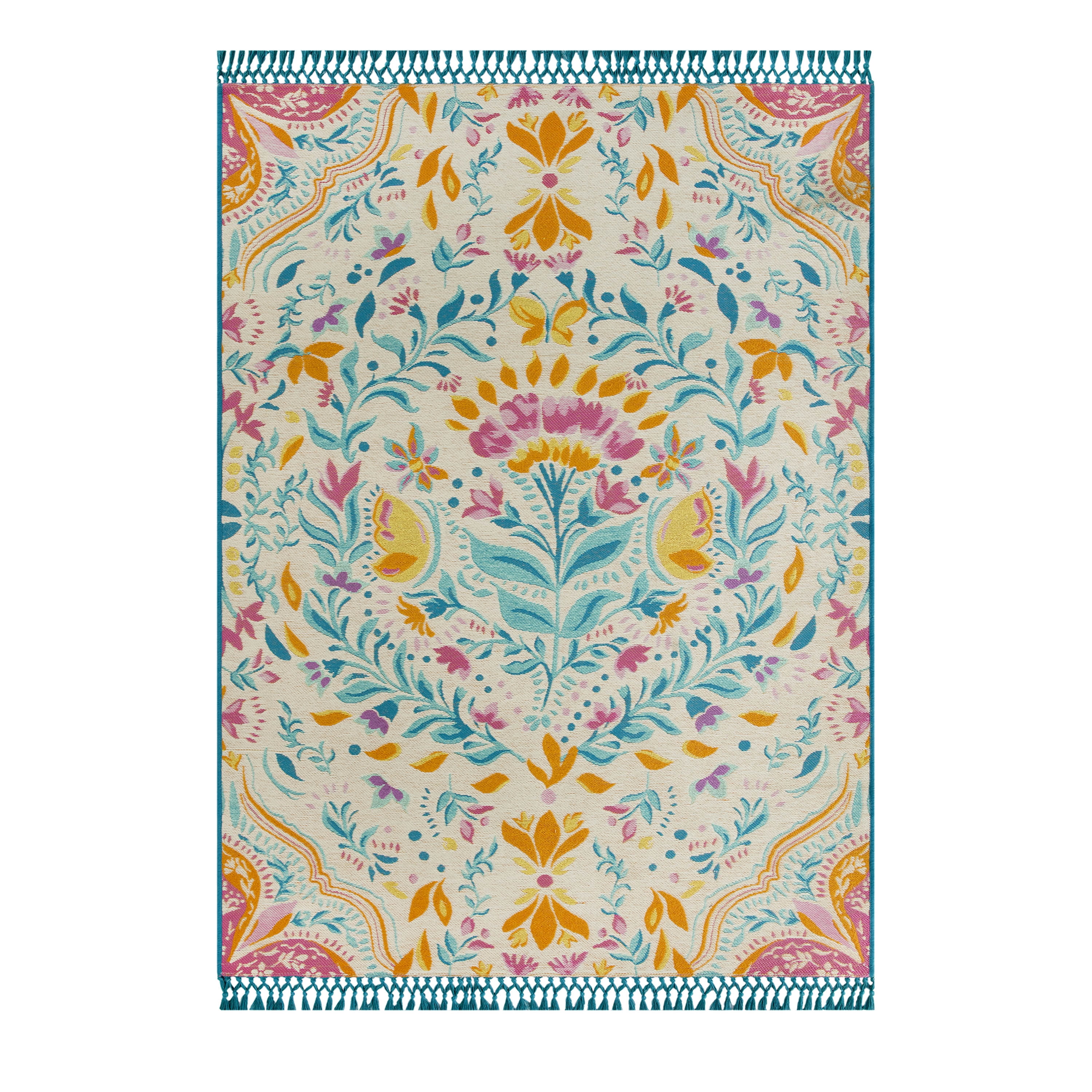 The Pioneer Woman, Cream Color, Folk Geo Outdoor Rug, 7' x 10'