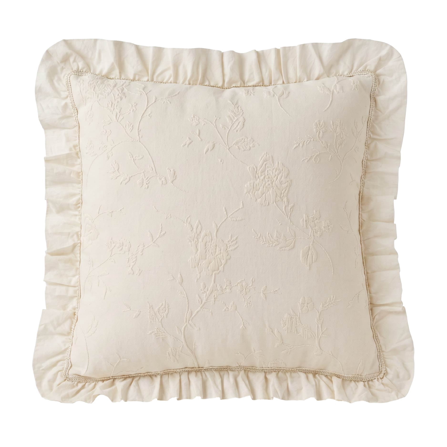 The Pioneer Woman Cream Matelassé Floral Crochet Ruffle Decorative Pillow, 20 in x 20 in