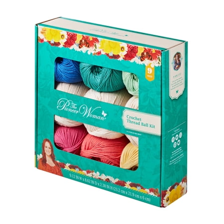 The Pioneer Woman Crochet Thread Ball Kit, 170 Yards, Size 3 - 9 Pack