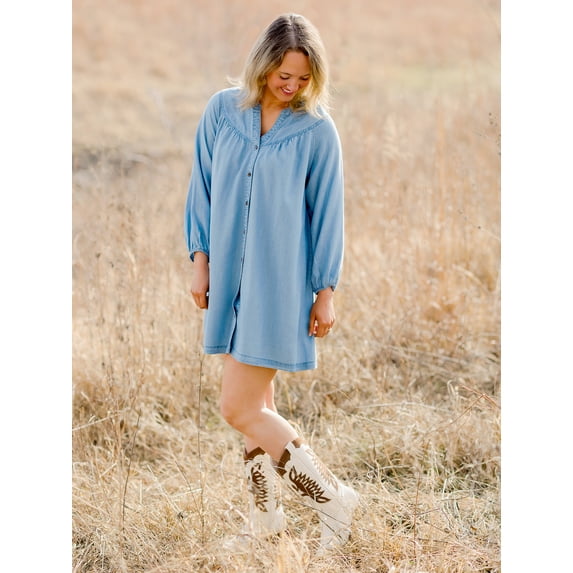 The Pioneer Woman Curve Yoke Shirt Dress, Women's