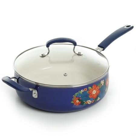 The Pioneer Woman Dazzling Dahlias 5-Quart Aluminum Jumbo Cooker, Cobalt