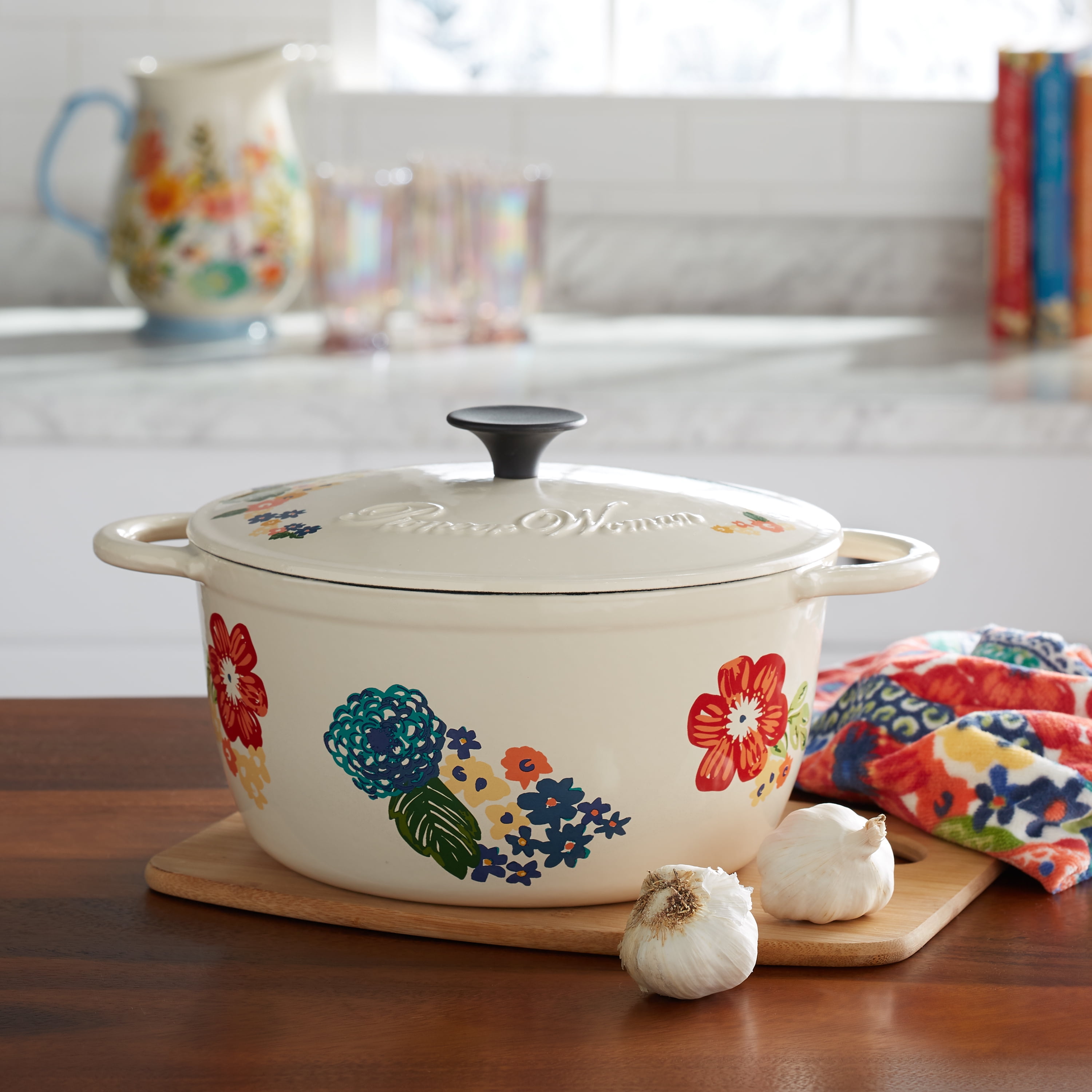 THE PIONEER WOMAN CHEERFUL ROSE ENAMEL ON STEEL DUTCH OVEN WITH