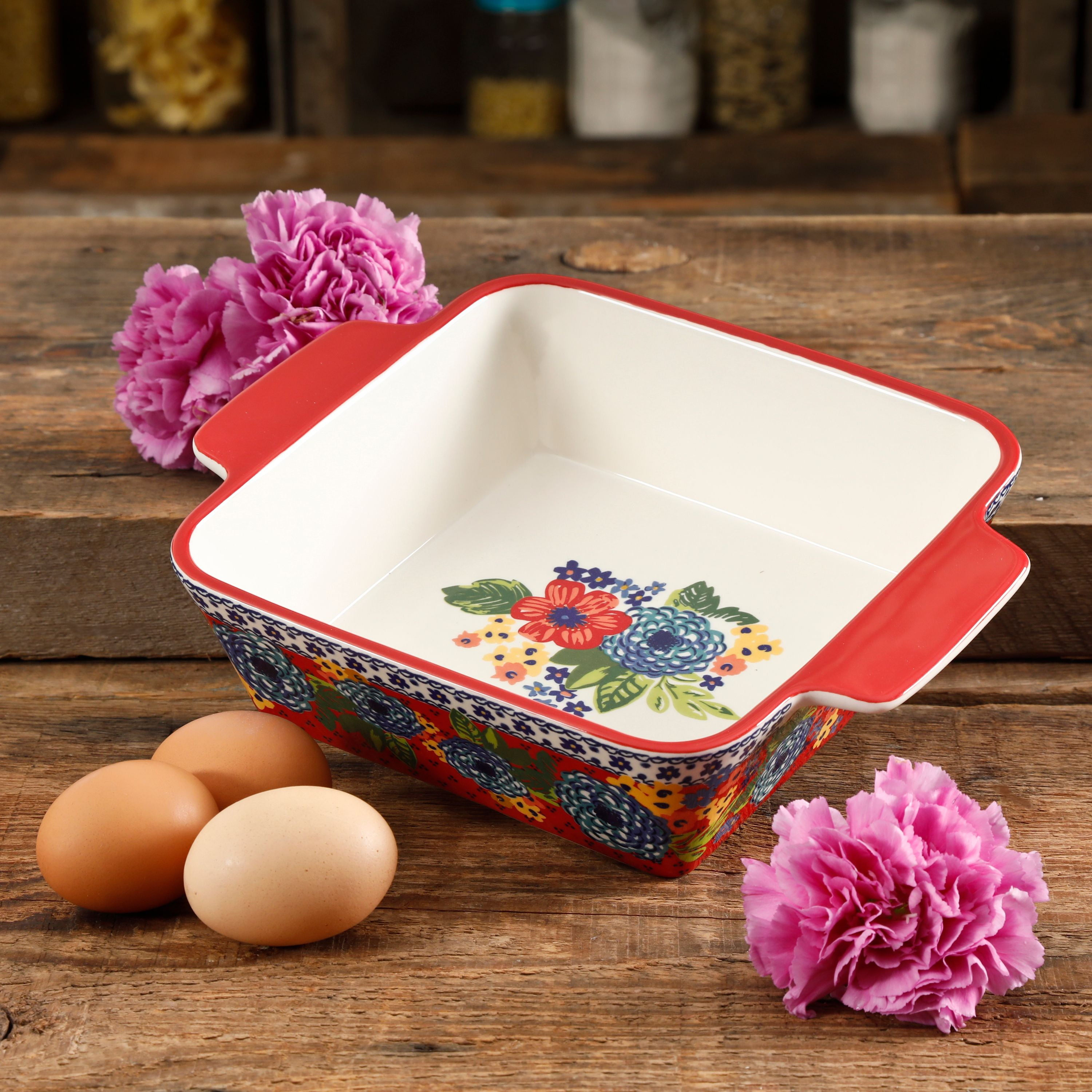 The Pioneer Woman Dazzling Dahlias Ceramic Nonstick 10-Piece Cookware Set 