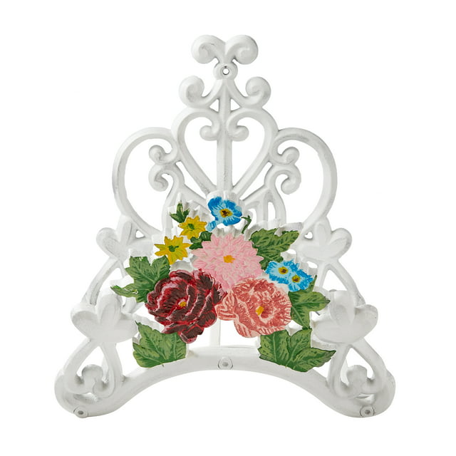 The Pioneer Woman Decorative Metal Floral Hose Hanger, White