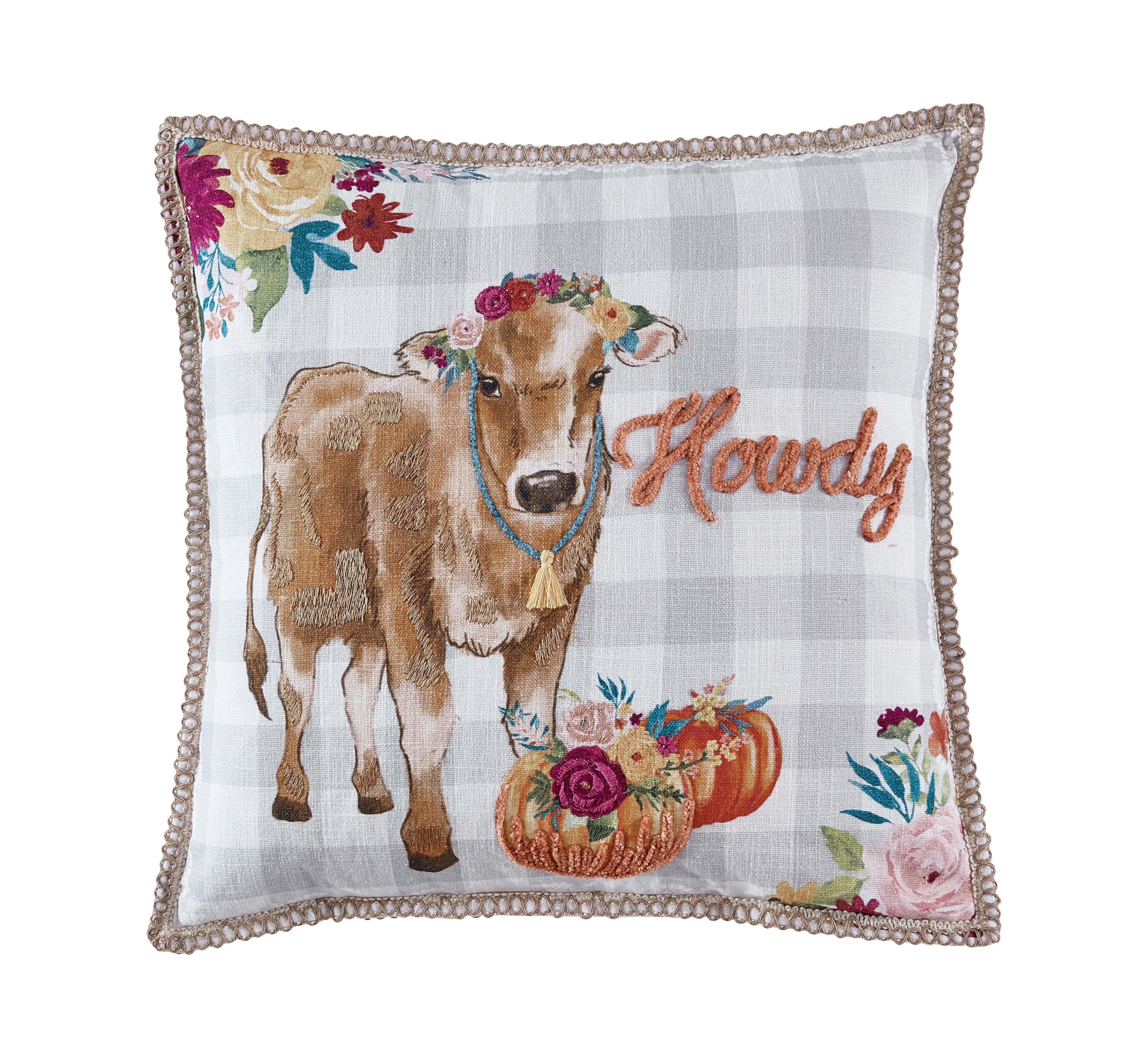 Funny Cow Cattle Decorations Pillow Covers 20x20 Set of 2, Cotton Linen  Reversible Throw Pillows Covers for Outdoor Couch Sofa Living Room Animal