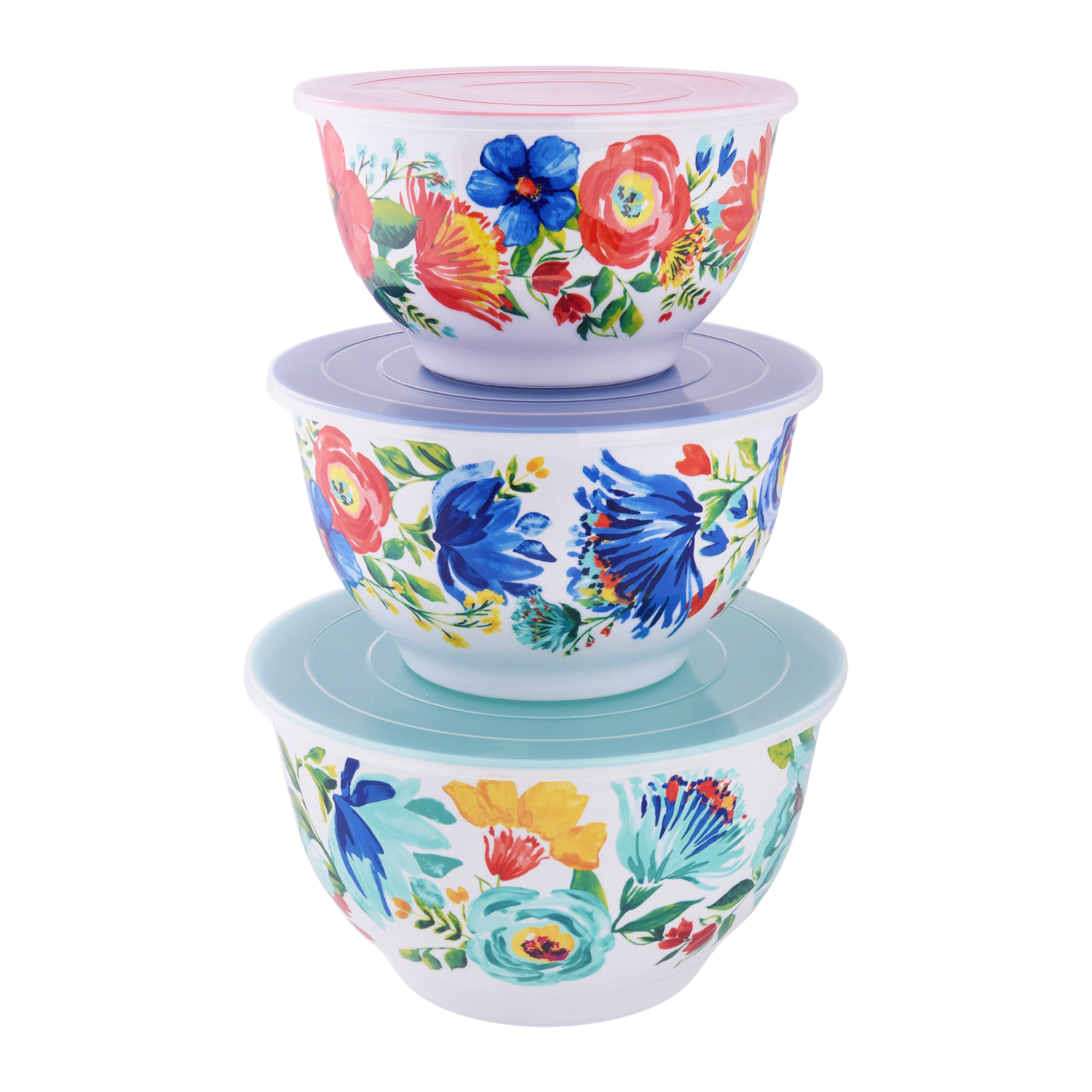 Delaney Floral Pattern Multicolor Melamine Bowl Set