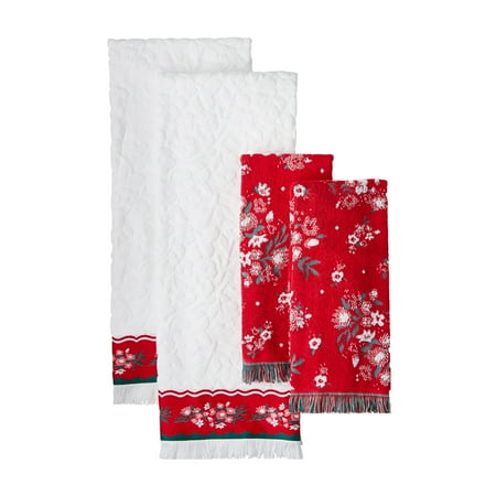 The Pioneer Woman Ditsy Dot 4-Piece Cotton Bath & Hand Towel Set