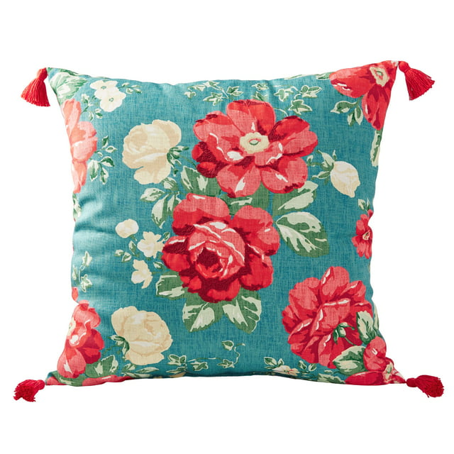 The Pioneer Woman Embr Vint Floral Outdoor Pillow, 20" x 20", Multicolor
