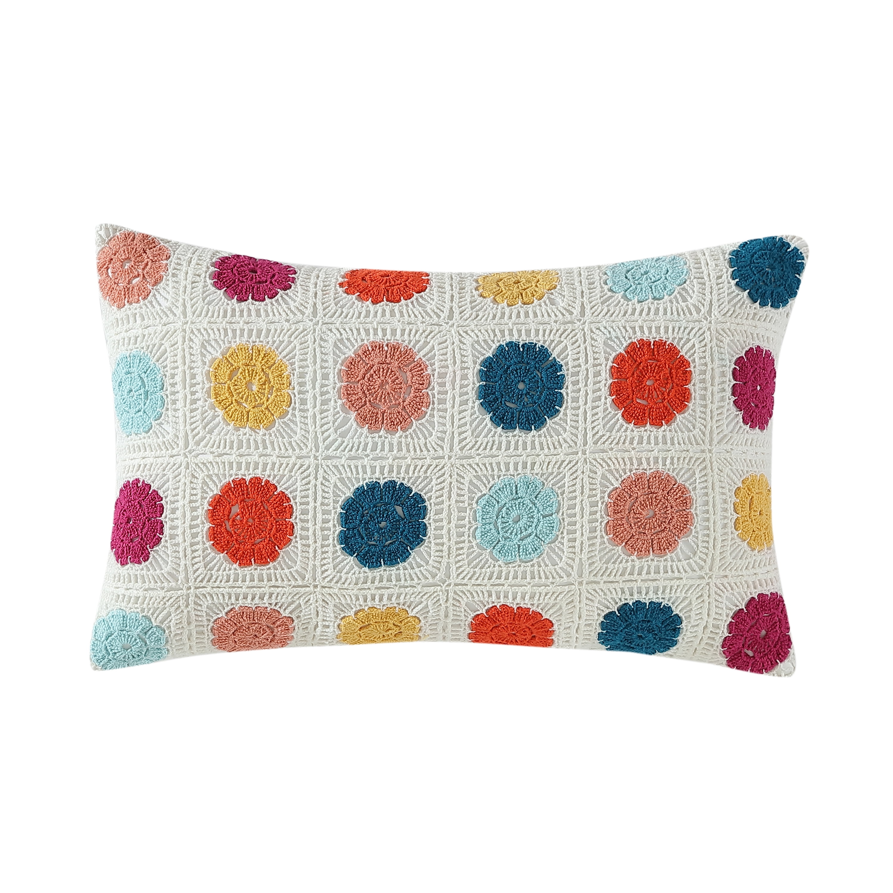 The Pioneer Woman Embroidered Folk Crochet Decorative Pillow, 14" x 20