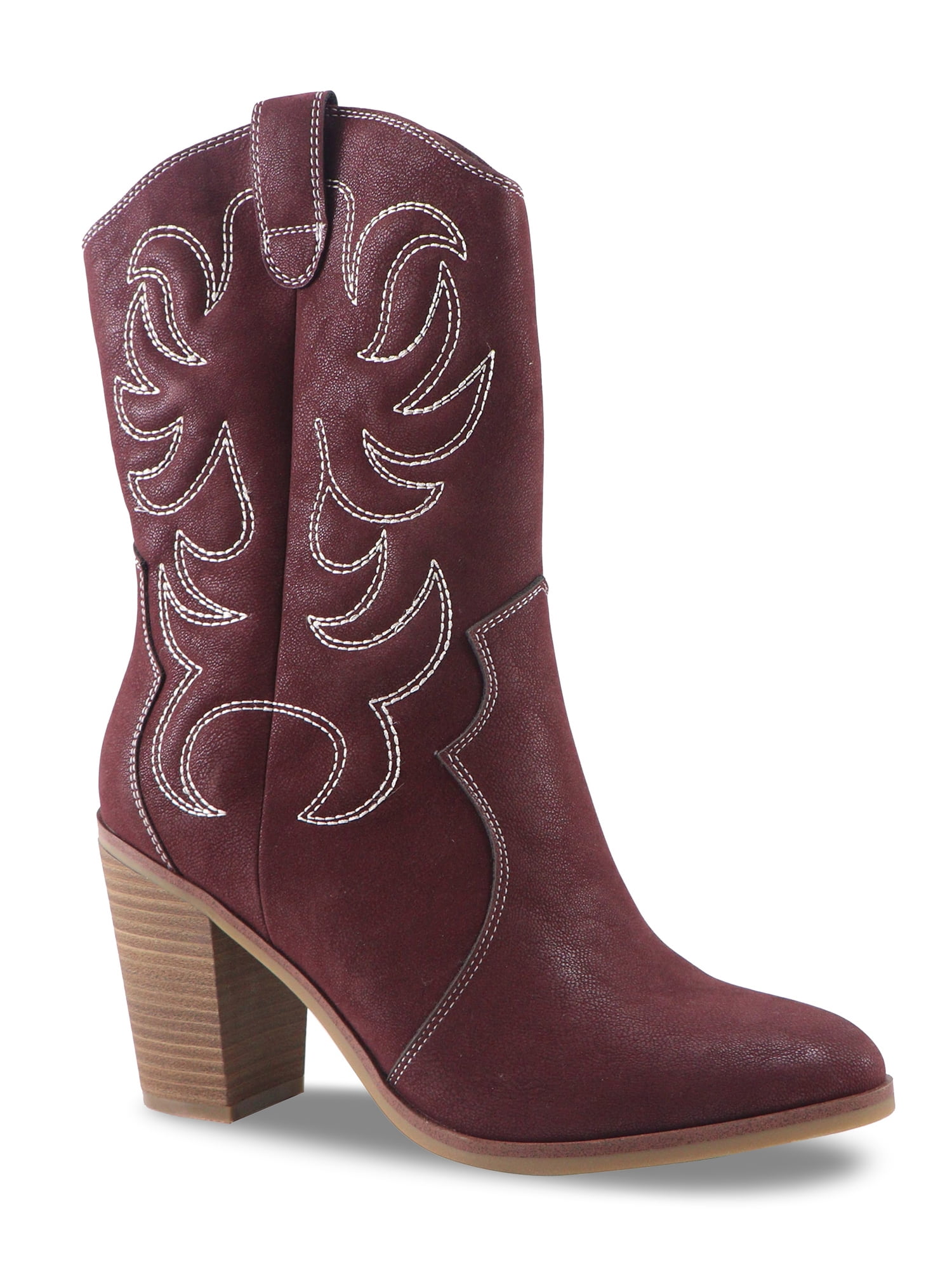 The Pioneer Woman Embroidered Mid-Calf Heeled Cowboy Boot, Women's
