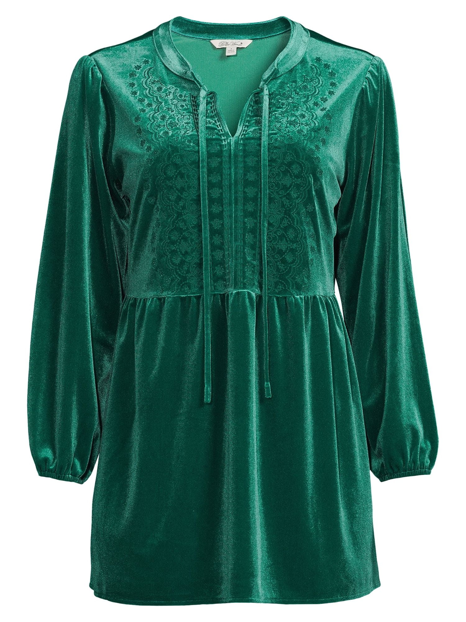 The Pioneer Woman Embroidered Velvet Empire Waist Top