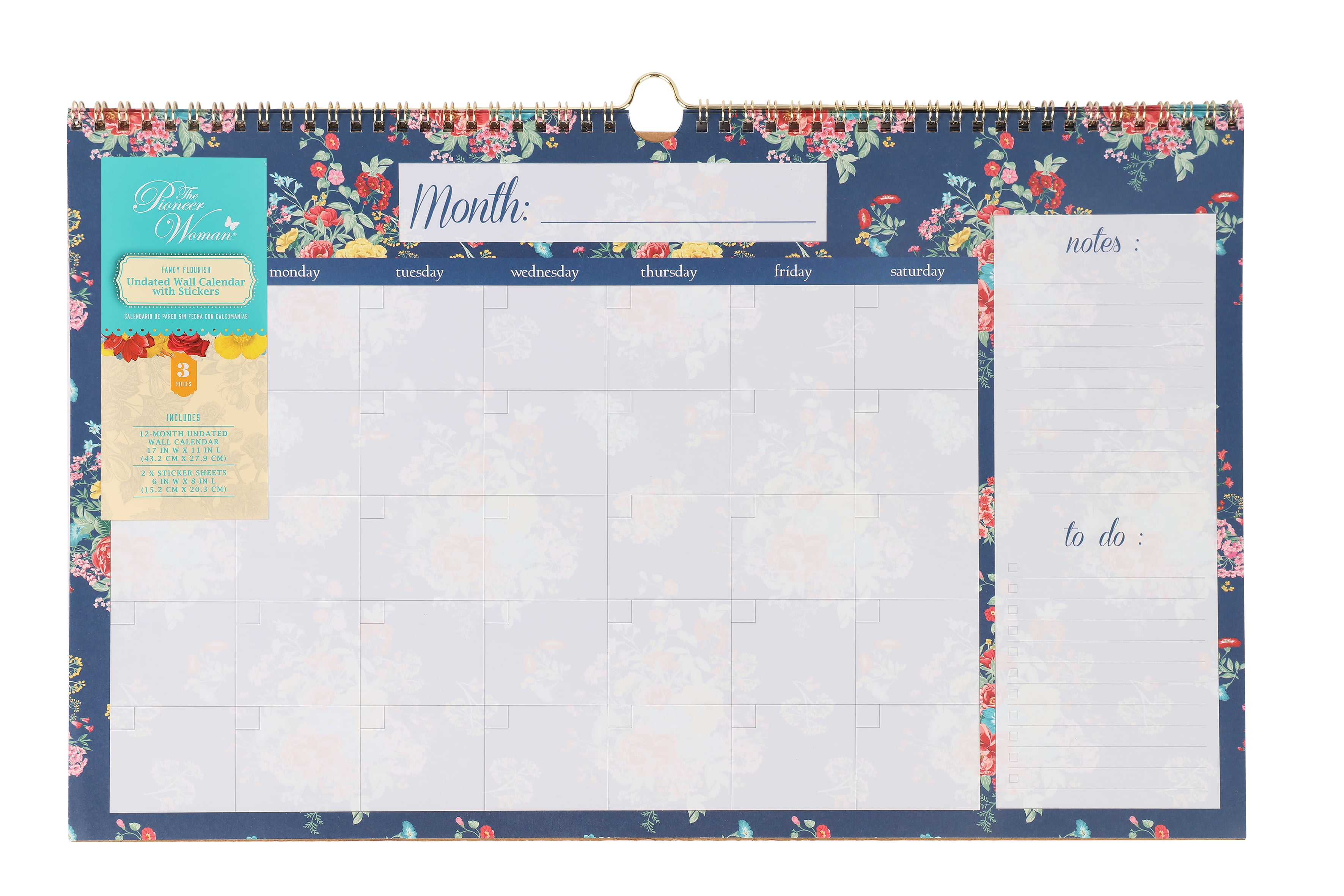 The Pioneer Woman Fancy Flourish 3Piece Wall Calendar Set, Undated