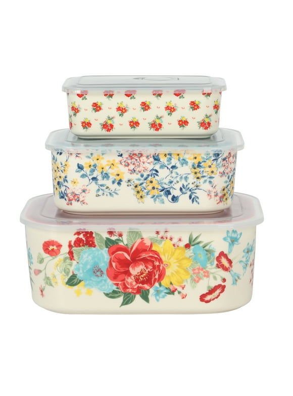 The Pioneer Woman Fancy Flourish 6-Piece Rectangular Ceramic Bake & Store Nesting Bowls Set