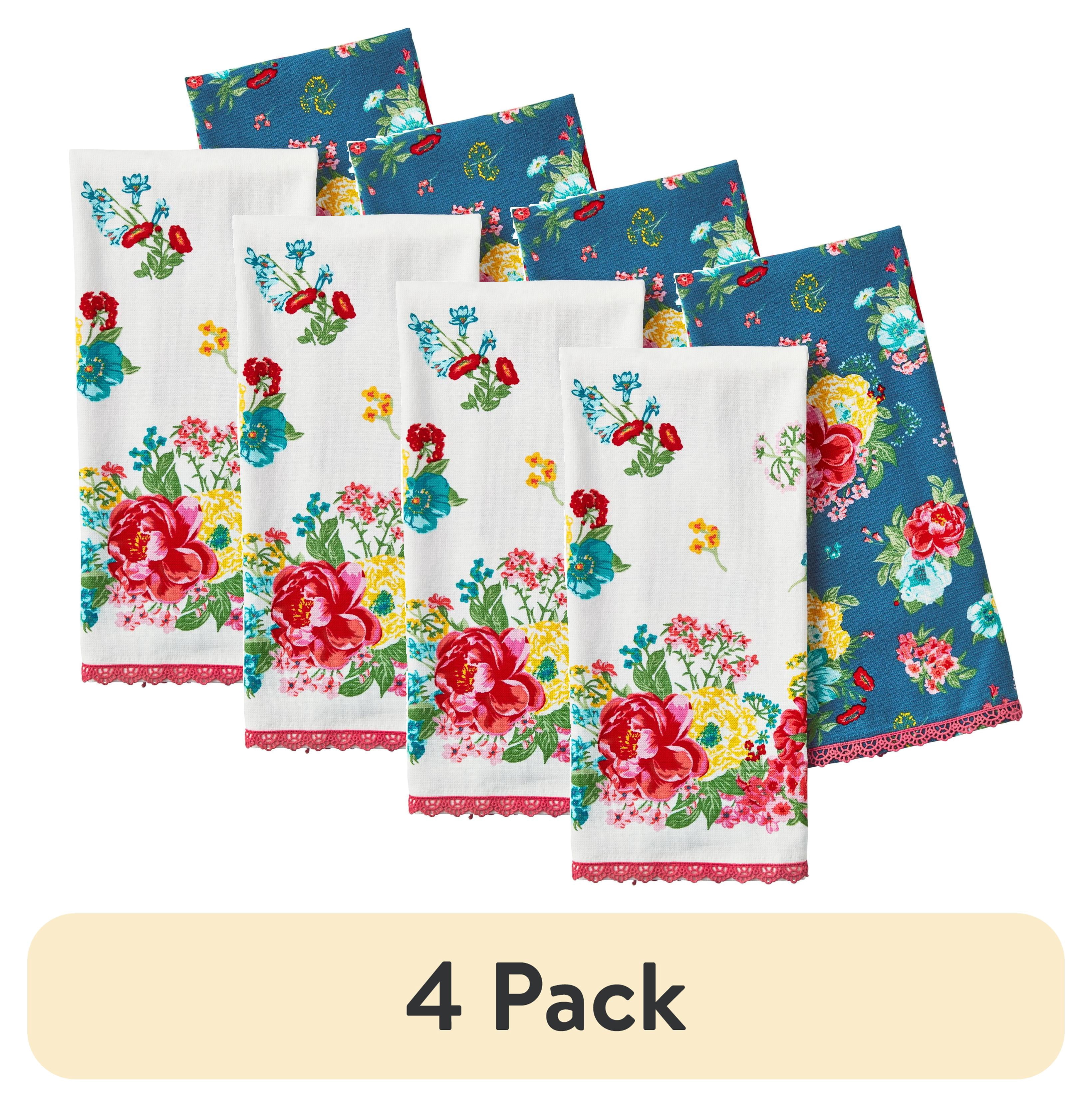 (4 pack) The Pioneer Woman Fancy Flourish Kitchen Towel Set, Multicolor ...