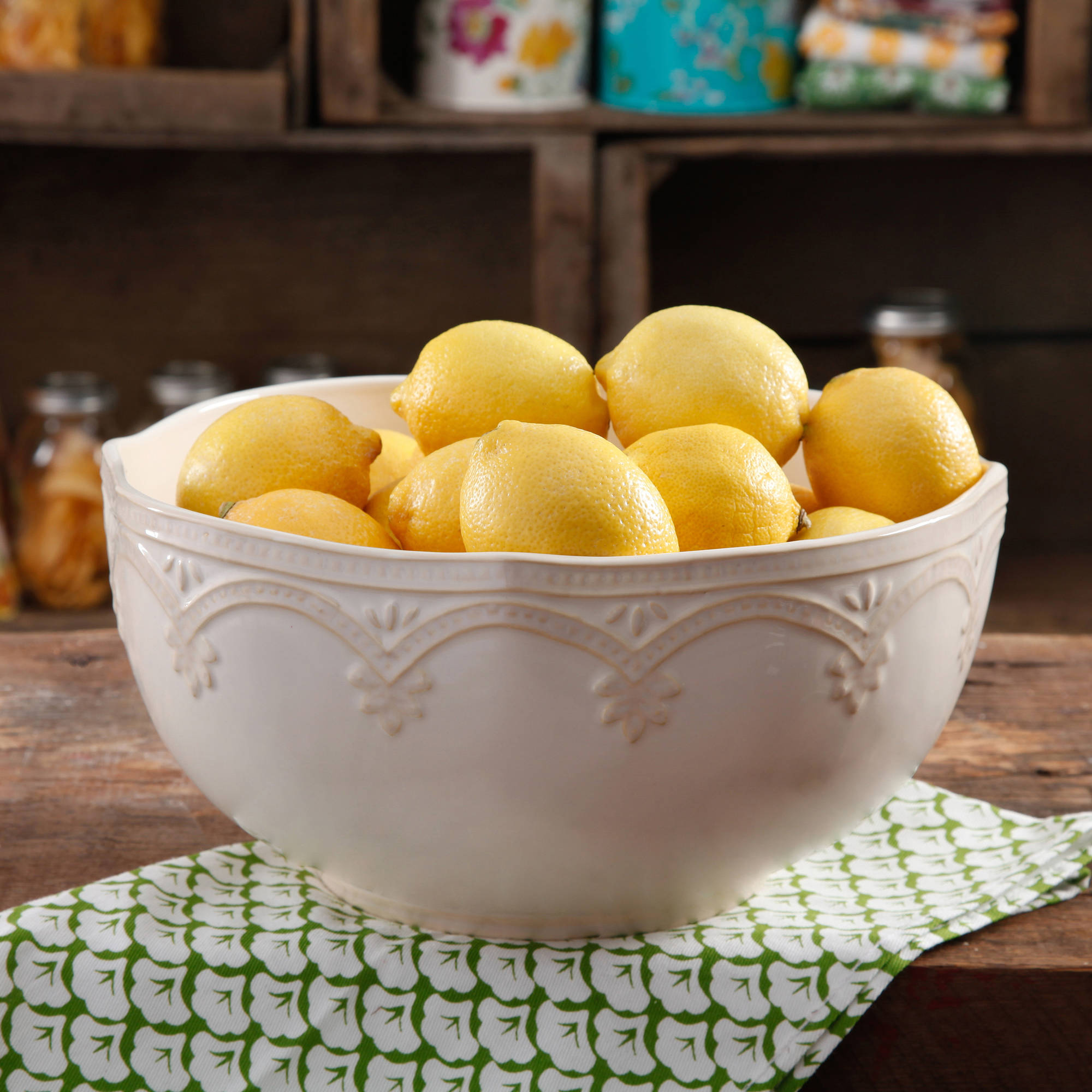 The Pioneer Woman Farmhouse Lace 10-Inch Serving Bowl, Linen - image 1 of 9