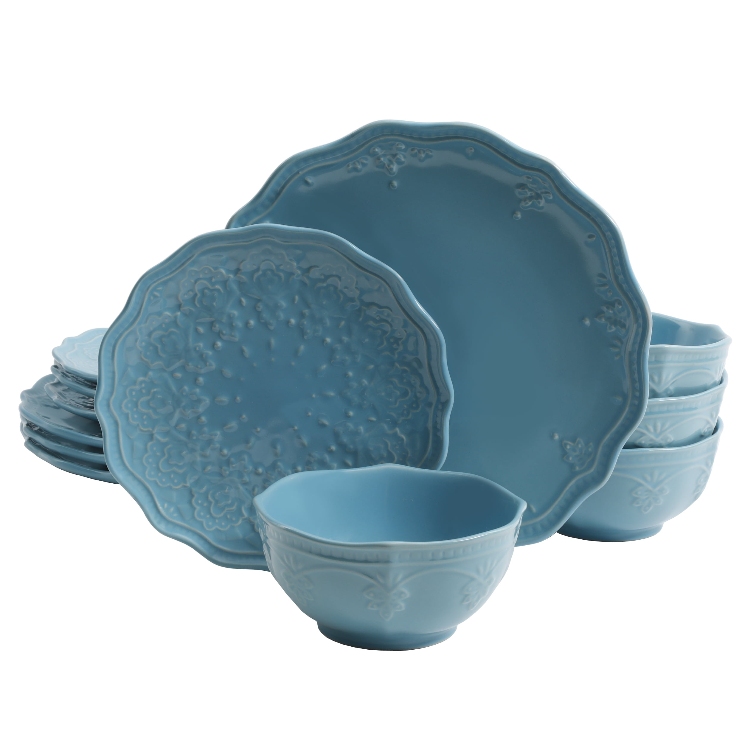 The Pioneer Woman Farmhouse Lace 12 Piece Dinnerware Set