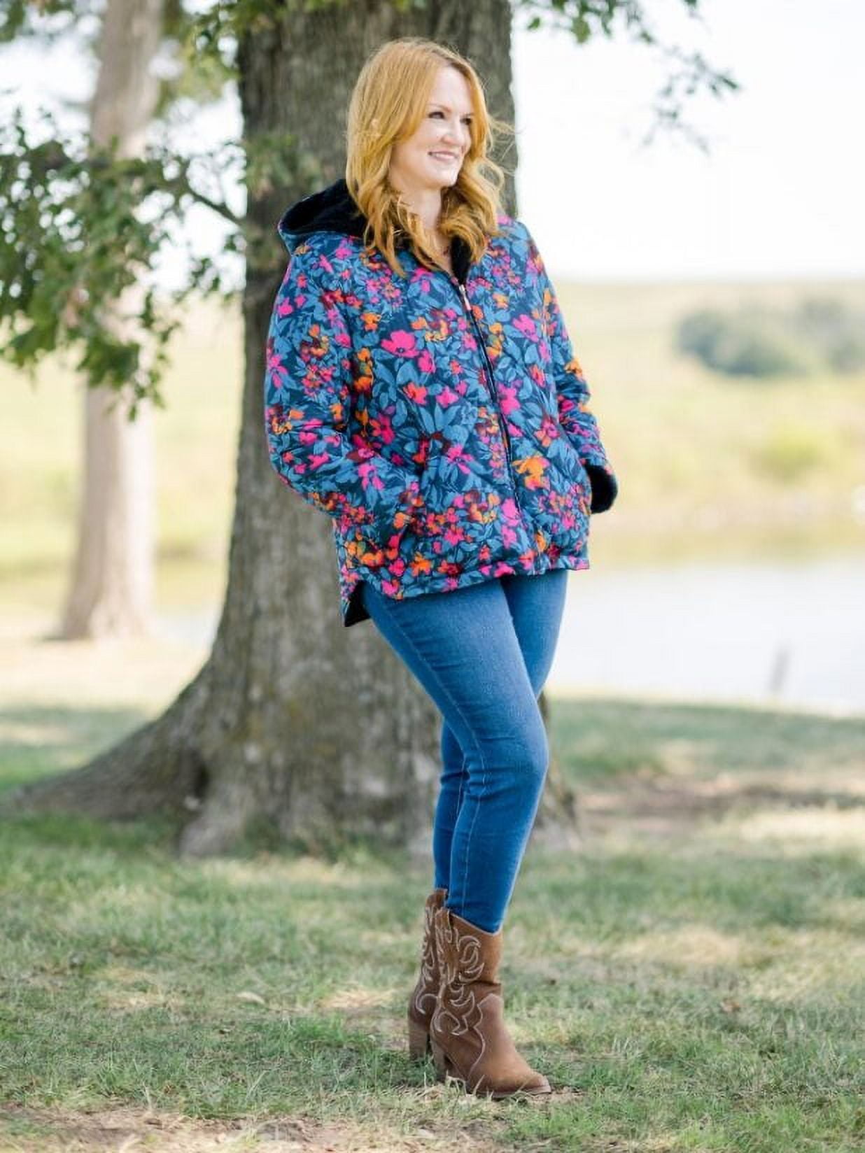 The Pioneer Woman Faux Shearling Lined Puffer Jacket with Hood, Women's