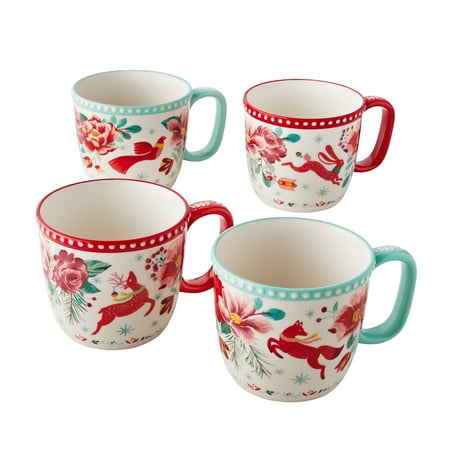 The Pioneer Woman Festive Forest Set of 4 Stoneware Mugs